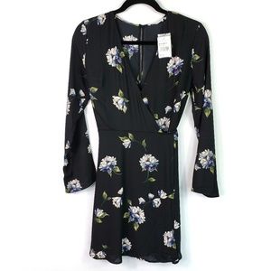 NEW Lush Nordstrom Elly Wrap Dress Black Floral